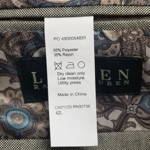 Lauren Ralph Lauren 42L Blazer Sport Coat Jacket 2 Button Gray Basic Business - Picture 6 of 9